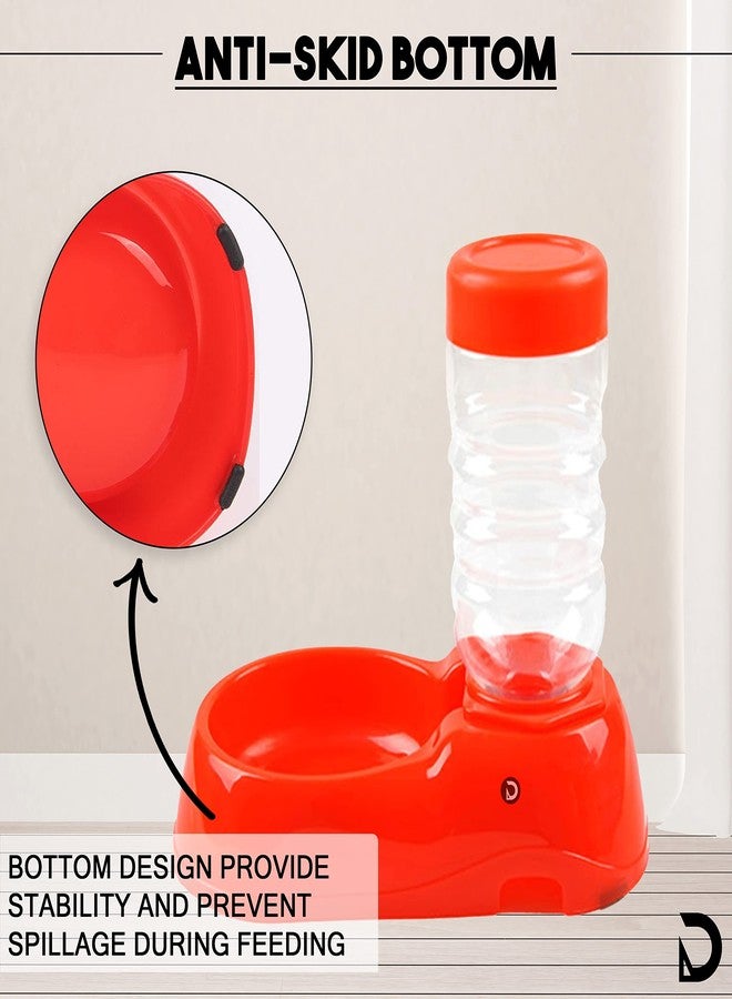 DaKos Resin Pet Dog Puppy Cat Kitten Automatic Water Dispenser Food Dish Bowl Feeder Bottle (Red),22.9 cm,H_7.1 cm,W_19.1 cm - Image 2